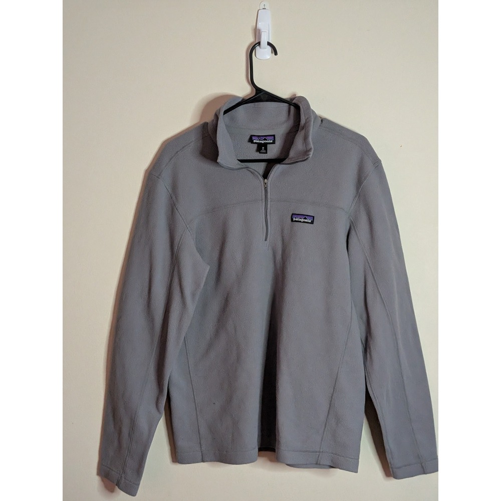 Patagonia Mens Micro D Quarter Zip Fleece Pullover Gray Size M Regular P-6 Logo